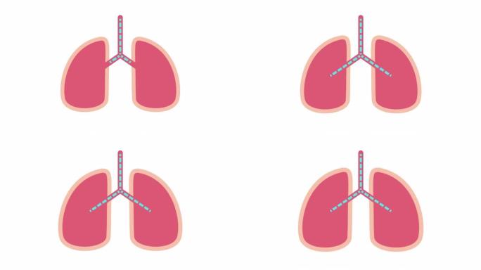 肺部符号图标出现和呼吸和扩展动画