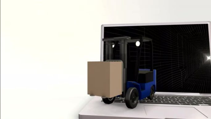 物流叉车送货箱输出笔记本电脑屏幕-4k分辨率