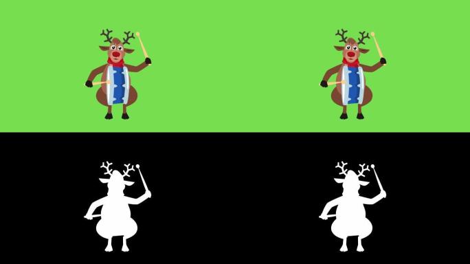 卡通圣诞鹿扁平人物音乐鼓动画带哑光