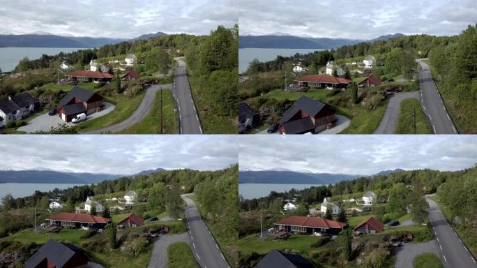 弗拉姆村的鸟瞰图。挪威。