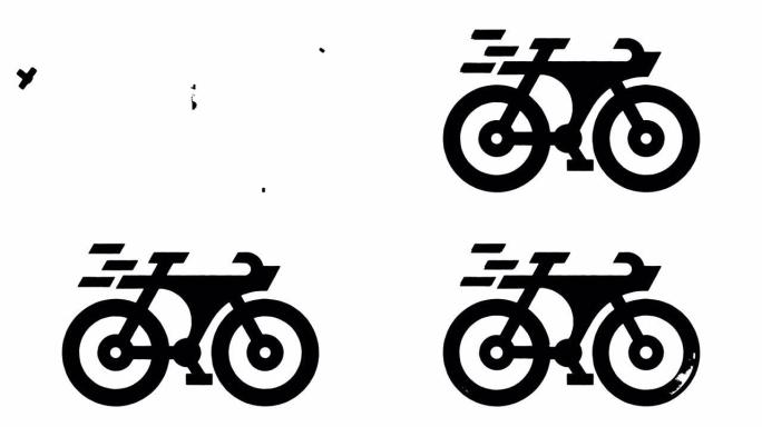 自行车市场线描和墨水飞溅动画与阿尔法