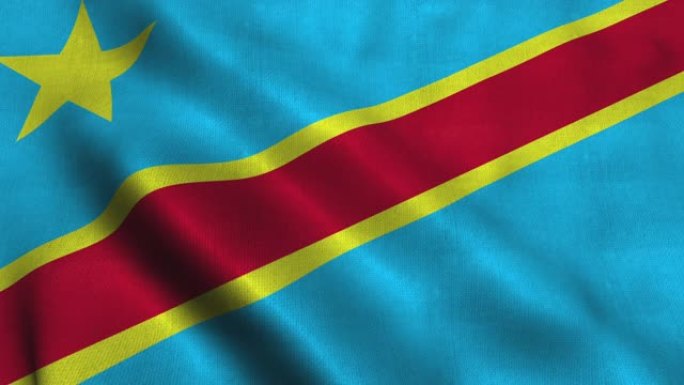 刚果国旗在风中飘扬。刚果民主共和国国旗