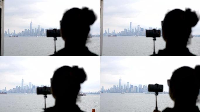 以4k慢动作60fps拍摄曼哈顿纽约市的女孩