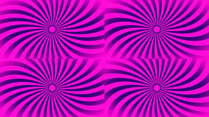 无缝旋流径向涡流背景，粉色和紫色条纹都在旋流，4k视频。