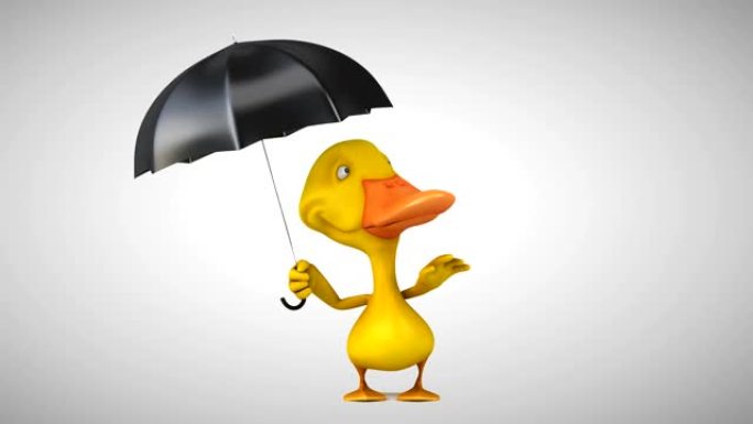 3D动画如果是带伞的有趣鸭子