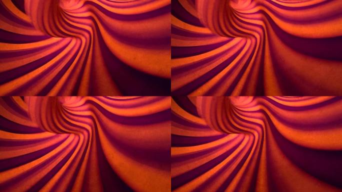 催眠螺旋循环动画。光学错觉红色条纹背景。3d渲染。高清分辨率