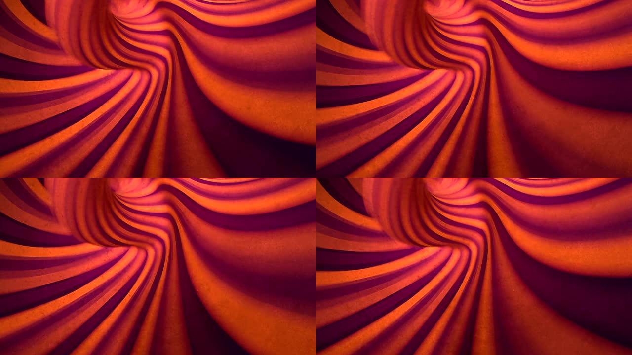 催眠螺旋循环动画。光学错觉红色条纹背景。3d渲染。高清分辨率