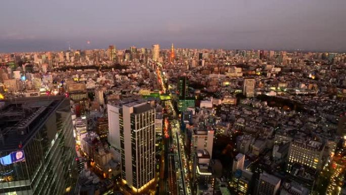 黄昏时的东京塔天际线