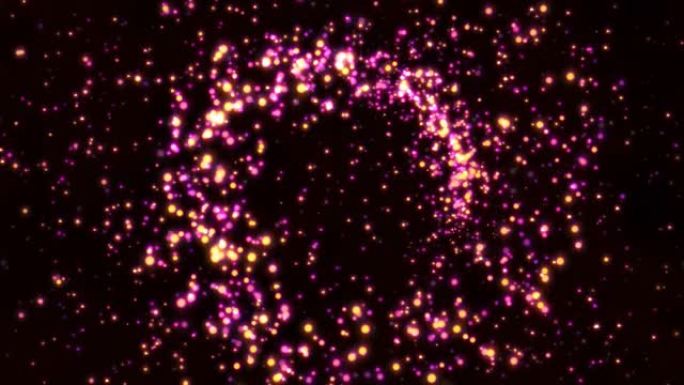 旋转的神奇粒子轨迹发光闪亮紫色闪光尘埃-4k无缝循环运动背景动画