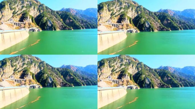日本黑部大坝上的绿水