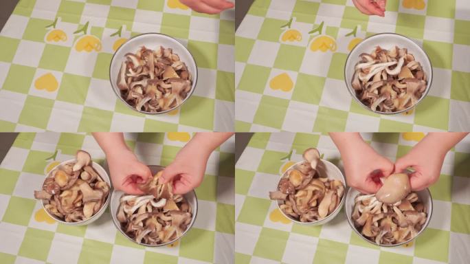 择蘑菇洗蘑菇秀珍菇焯水平菇焯水 (2)