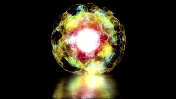 反应堆核心中的能量球和等离子体球。具有脉动等离子体流的热核聚变。循环