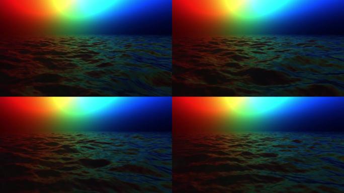 朦胧的海洋彩虹的抽象场景