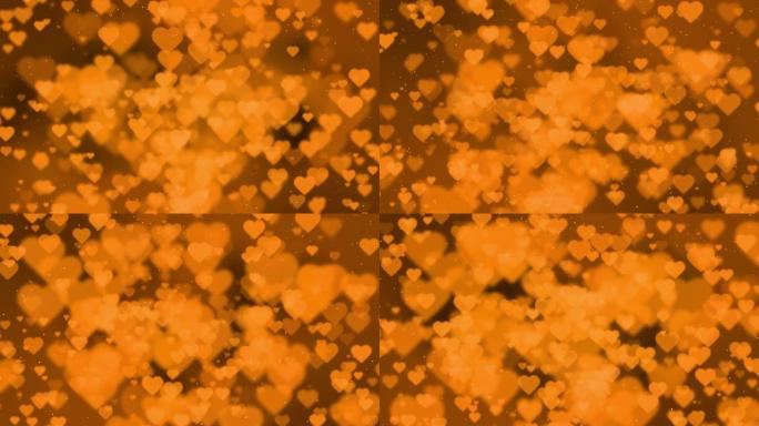 情人节抽象橙色背景与心