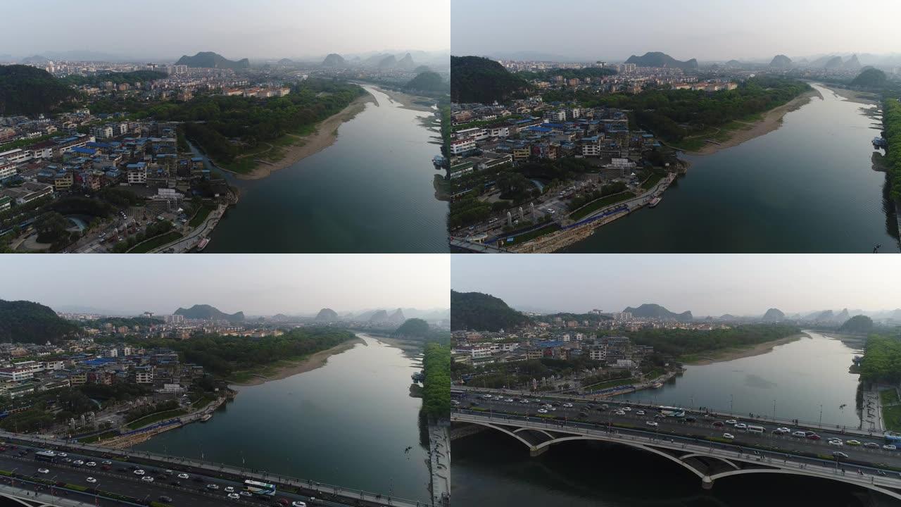 前往中国桂林无人机视角航拍江河