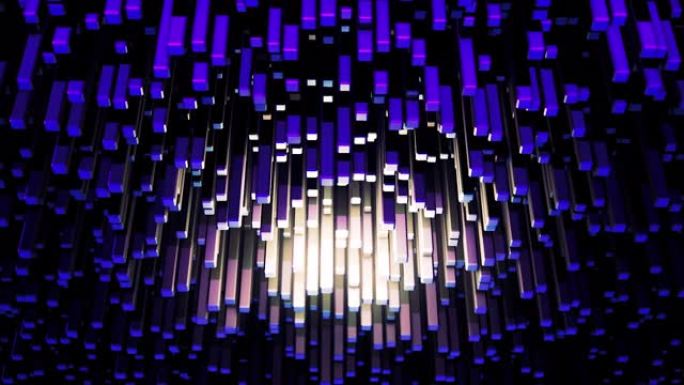 令人惊叹的光学错觉与现代计算机生成的3D矩形块。动画。体积几何图形的底视图