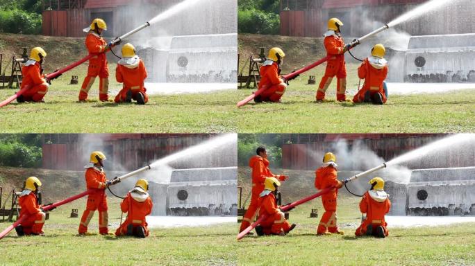 消防队员在灭火时具有防火性能。消防队员要戴安全帽，穿安全制服，以防止火灾。接受过消防灭火和危险火灾的