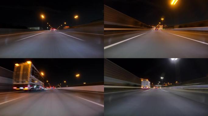 夜间在高速公路上行驶/后视