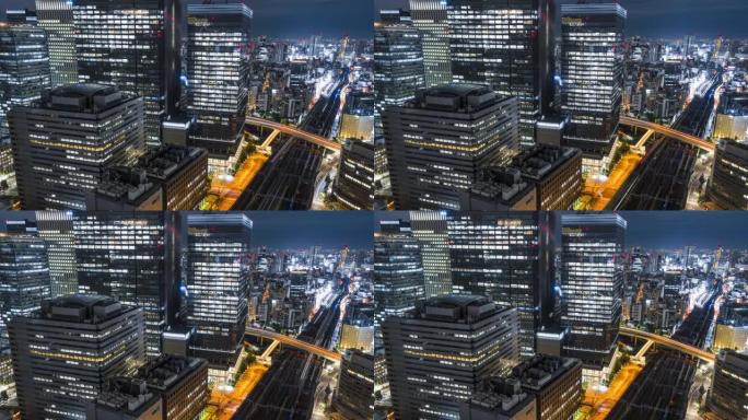 4K T/L WS HA东京夜间鸟瞰图