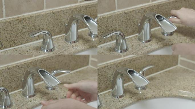 现代铬瀑布水槽水龙头，带女性洗手