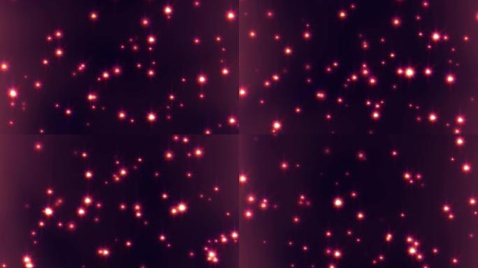 神奇的移动星星在抽象的紫色空间闪耀着明亮的光芒 -- 4k无缝循环运动背景动画