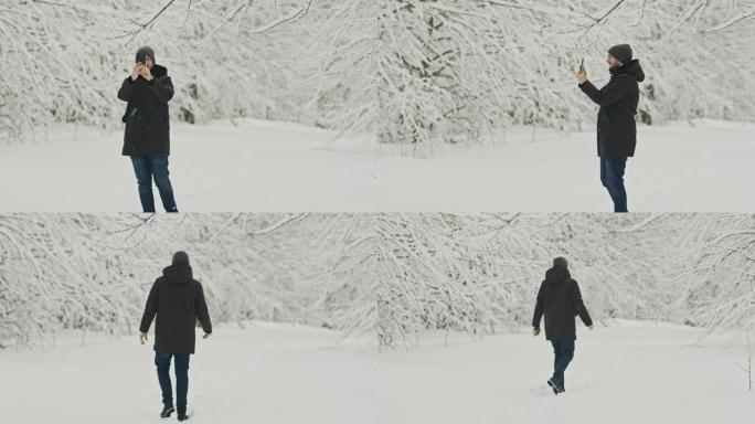 游客捕捉雪山的美丽地区股票视频