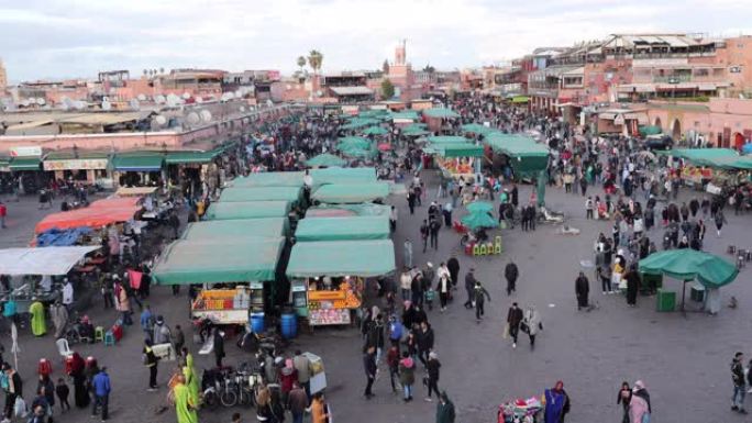 摩洛哥马拉喀什Jemaa Fna广场的时间流逝