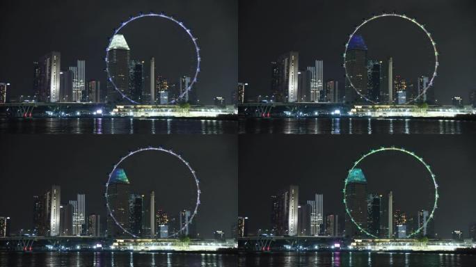 新加坡夜景和城市景观中的延时圈巨型摇摆