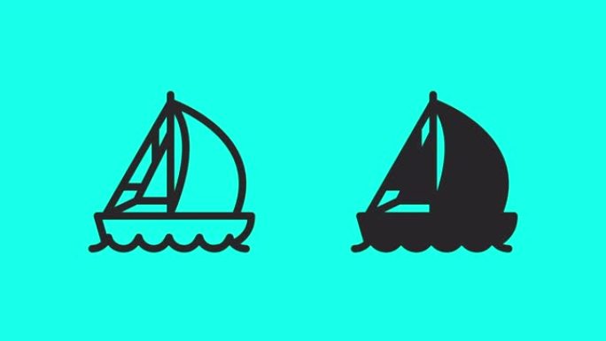 帆船图标-矢量动画