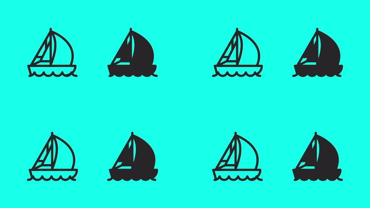 帆船图标-矢量动画