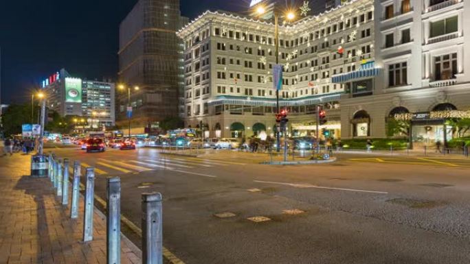 4k延时: 弥敦道晚上的香港交通系统和城市景观。