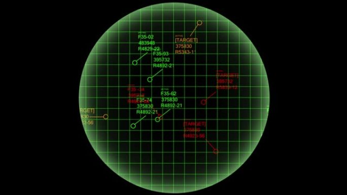 一个角销角空军雷达描绘空军空战模拟-完美的军事电影或外星人入侵的概念