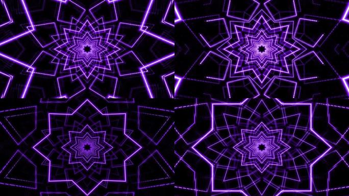 霓虹紫色3D环形几何形状隧道