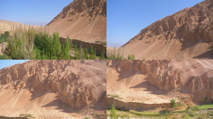 中国新疆吐鲁番省贝泽克利克千佛洞景观。