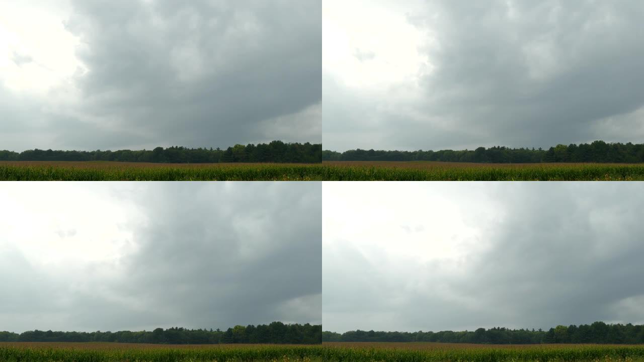 在延时稳定的镜头中看到的深灰色云快速移动