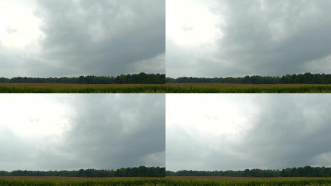 在延时稳定的镜头中看到的深灰色云快速移动