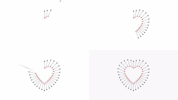 情人节问候动画，箭头营造心脏的形状