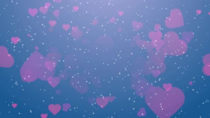 情人节抽象蓝色背景与粉红色红色的心