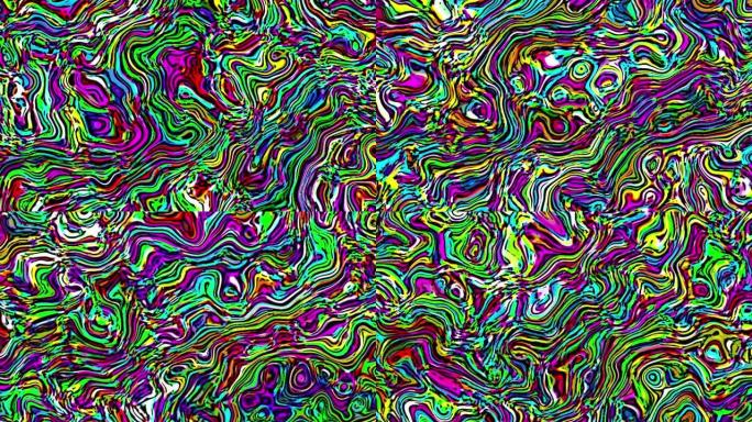 彩色迷幻波浪线抽象液体背景抽象流体彩色