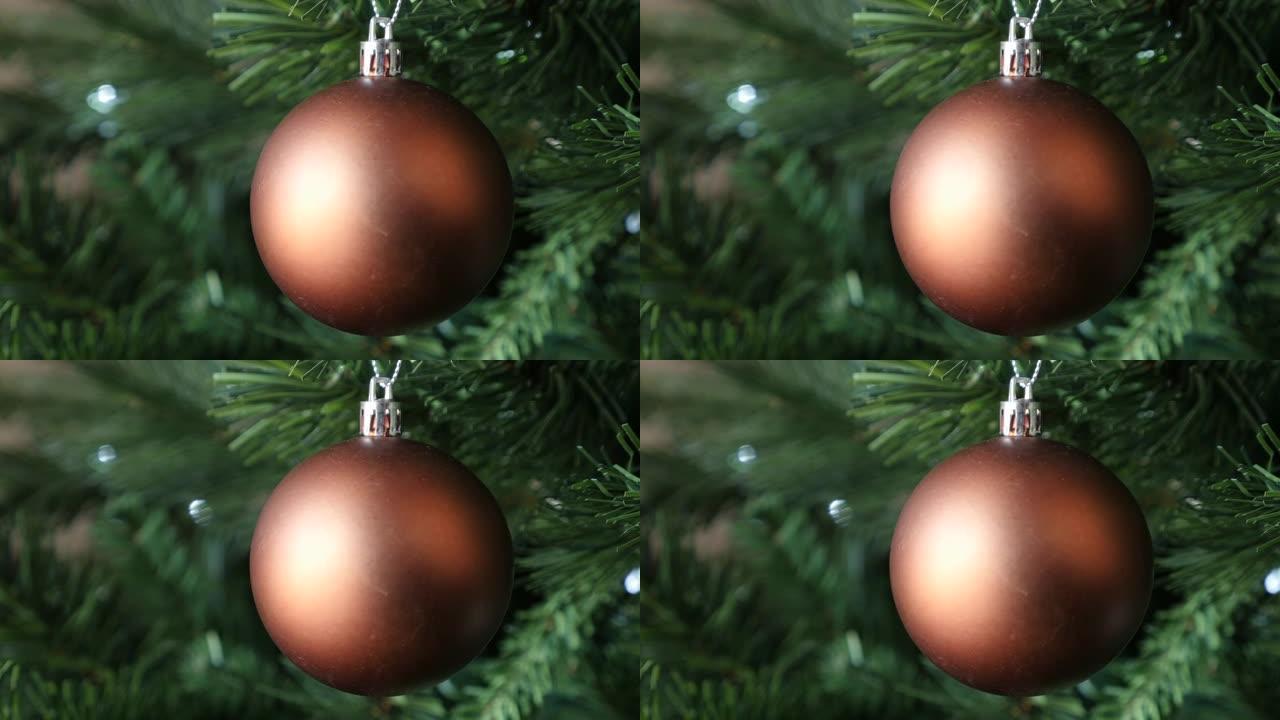 浅底圣诞夜和日树，带美丽的哑光装饰4K