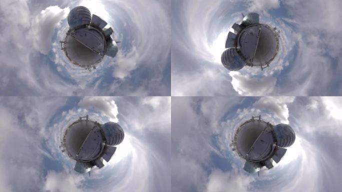 一个有趣的小行星拍摄的动画和旋转的伦敦塔桥