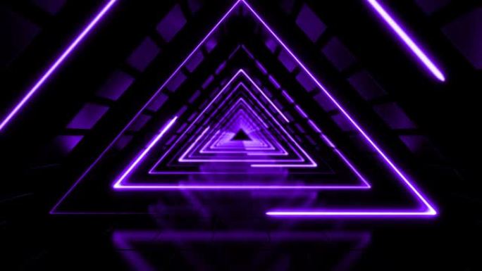 抽象紫色环形三角隧道