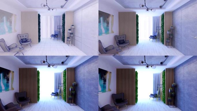 3D图形室内设计客厅模糊阁楼