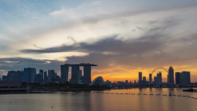 新加坡天际线白天到晚上的时间流逝股票视频