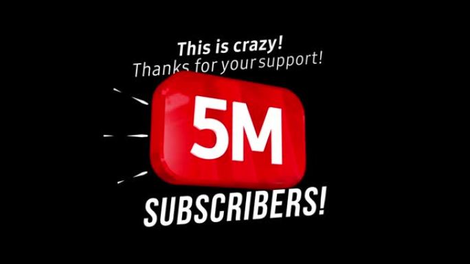 500万粉丝感谢视频帖子。为500万社交媒体朋友、粉丝或订阅者举办5m特别用户目标庆典