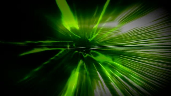 绿色光隧道抽象色彩渲染绿色线条穿梭三维动