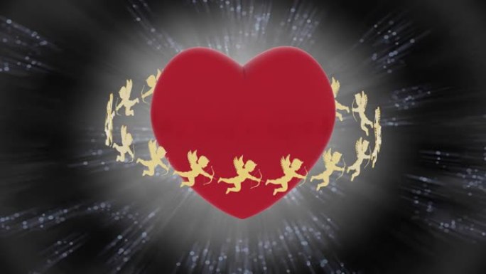 3D illustration - Videos.  Cupid Heart Love Valent