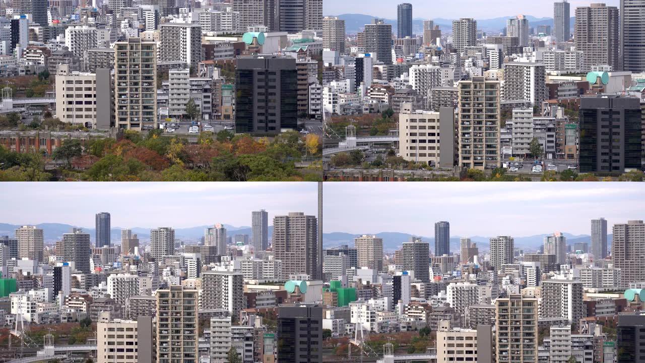 日本大阪城鸟瞰图国外外国大楼