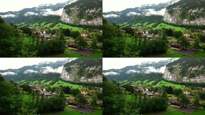 劳特布龙嫩的少女峰。瑞士阿尔卑斯山的艾格山镇。美丽的自然，瑞士夏季旅游，4k。