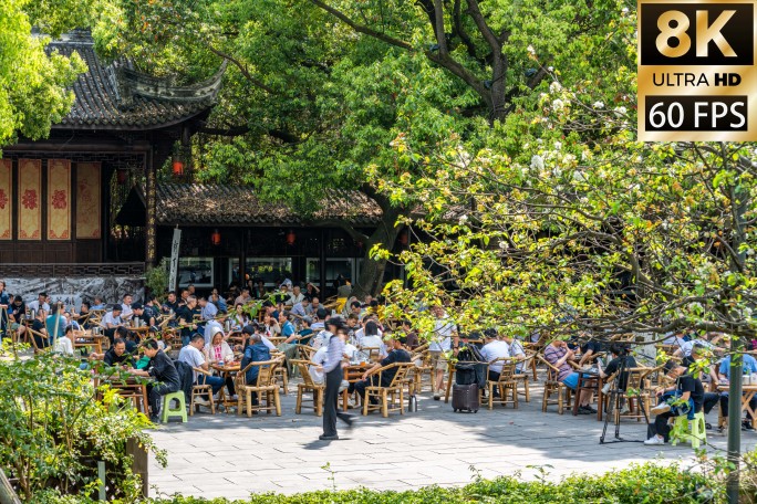 8K60帧成都铁像寺茶馆喝茶延时